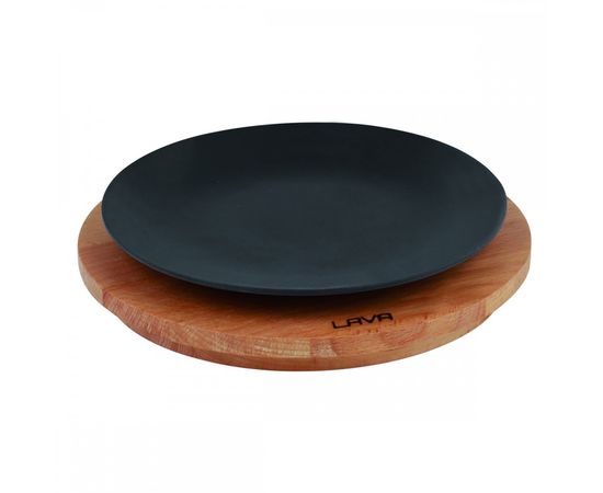 Тарелка круглая чугунная на деревянной подставке, 21 см, LAVA, фото , изображение 2