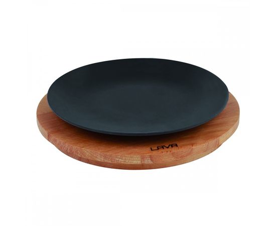Тарелка круглая чугунная на деревянной подставке, 25 см, LAVA, фото , изображение 2