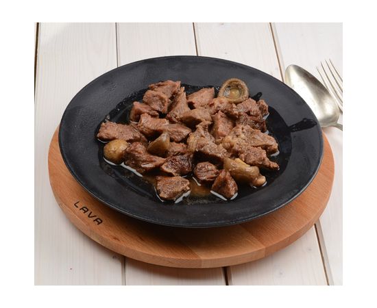 Тарелка круглая чугунная на деревянной подставке, 25 см, LAVA, фото , изображение 3