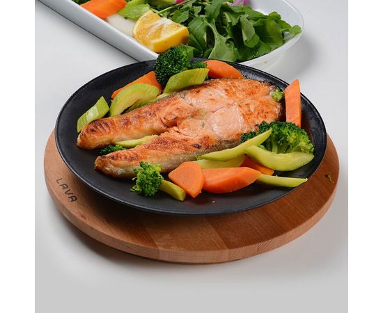 Тарелка круглая чугунная на деревянной подставке, 25 см, LAVA, фото , изображение 4