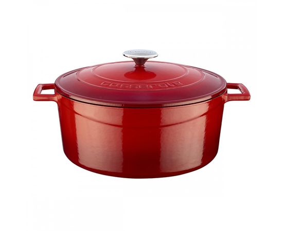Кастрюля чугунная эмалированная красная, 28 см, LAVA, фото 