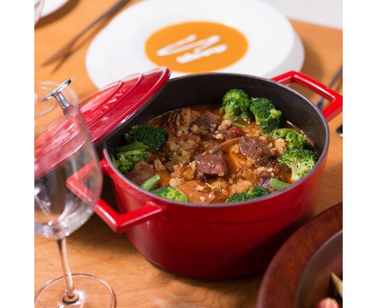 Кастрюля чугунная эмалированная красная, 28 см, LAVA, фото , изображение 5