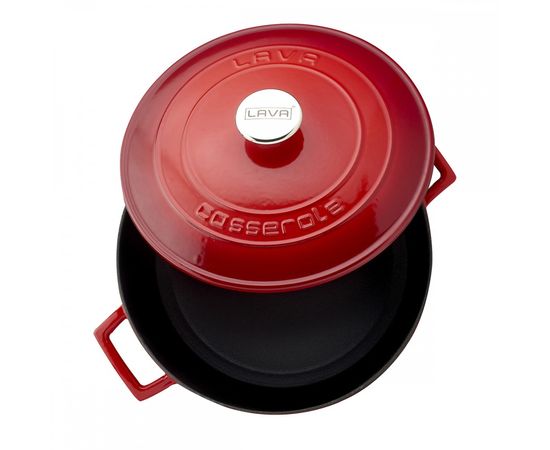 Кастрюля чугунная эмалированная красная, 28 см, LAVA, фото , изображение 4