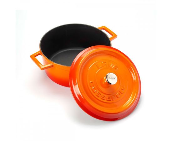 Кастрюля чугунная эмалированная оранжевая, 24 см, LAVA, фото , изображение 3 Кастрюля чугунная эмалированная оранжевая, 24 см, LAVA, фото , изображение 3