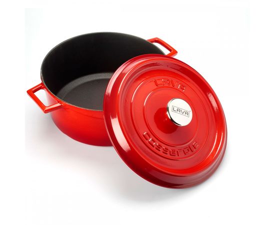 Кастрюля чугунная эмалированная красная, 28 см, LAVA, фото , изображение 4