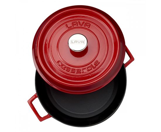 Кастрюля чугунная эмалированная красная, 28 см, LAVA, фото , изображение 5
