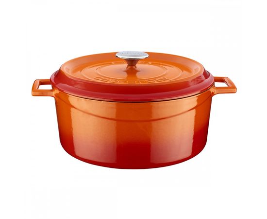 Кастрюля чугунная эмалированная оранжевая, 28 см, LAVA, фото 