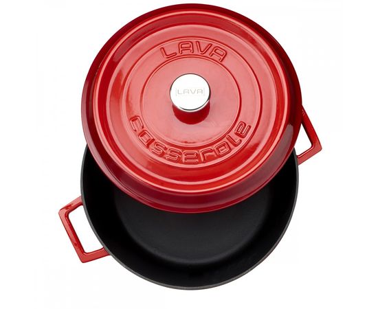 Кастрюля чугунная эмалированная красная, 32 см, LAVA, фото , изображение 3 Кастрюля чугунная эмалированная красная, 32 см, LAVA, фото , изображение 3