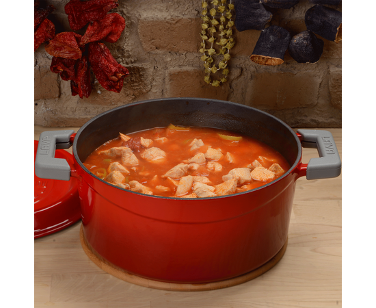 Кастрюля чугунная эмалированная красная, 32 см, LAVA, фото , изображение 5 Кастрюля чугунная эмалированная красная, 32 см, LAVA, фото , изображение 5