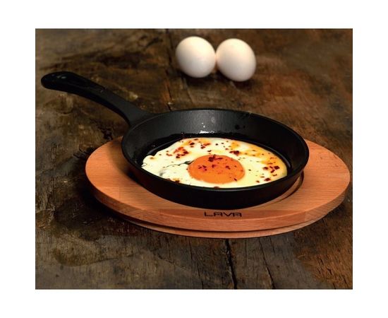 Сковорода круглая чугунная на деревянной подставке, 16 см, LAVA, фото , изображение 8