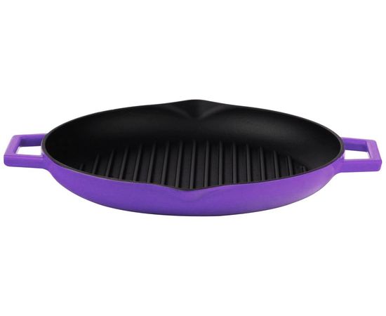 Сковорода-гриль чугунная эмалированная фиолетовая, 28 см, LAVA, фото 