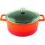 Кастрюля чугунная эмалированная оранжевая со стеклянной крышкой, 28 см, LAVA, фото 