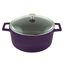 Кастрюля чугунная эмалированная фиолетовая со стеклянной крышкой, 24 см, LAVA, фото 