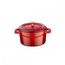 Кастрюля порционная круглая чугунная эмалированная красная, 10 см, LAVA, фото 