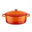 Кастрюля овальная чугунная эмалированная оранжевая с крышкой, 25x20 см, LAVA, фото 