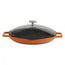 Сковорода чугунная эмалированная оранжевая с 2-мя ручками со стеклянной крышкой, 30 см, LAVA, фото 