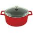 Кастрюля чугунная эмалированная красная со стеклянной крышкой, 28 см, LAVA, фото 
